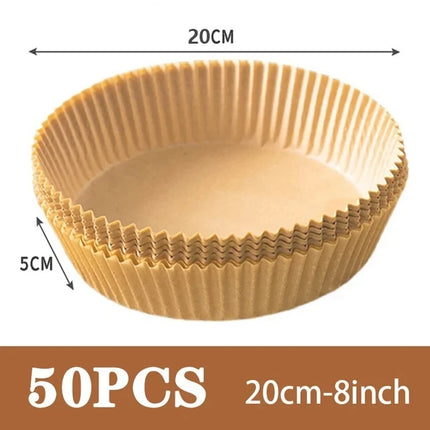 50- Pack Non-Stick Air Fryer Disposable Parchment Liners – Round, Eco-Friendly, Heat-Resistant