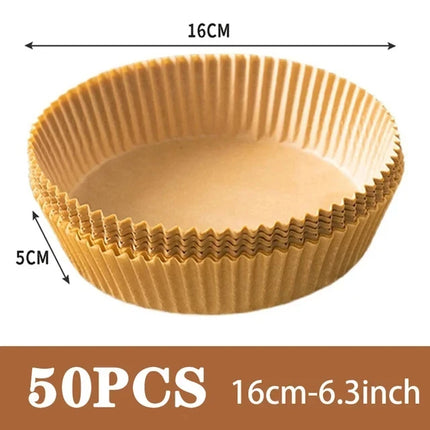 50- Pack Non-Stick Air Fryer Disposable Parchment Liners – Round, Eco-Friendly, Heat-Resistant