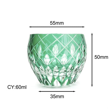 Hand-carved Crystal Glass Whisky Tumbler Double Colored Sake Tumbler