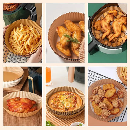 50pcs Round Air Fryer Disposable Non-Stick Paper Liners