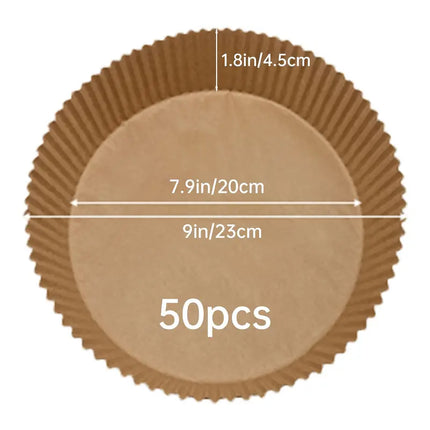 50pcs Round Air Fryer Disposable Non-Stick Paper Liners
