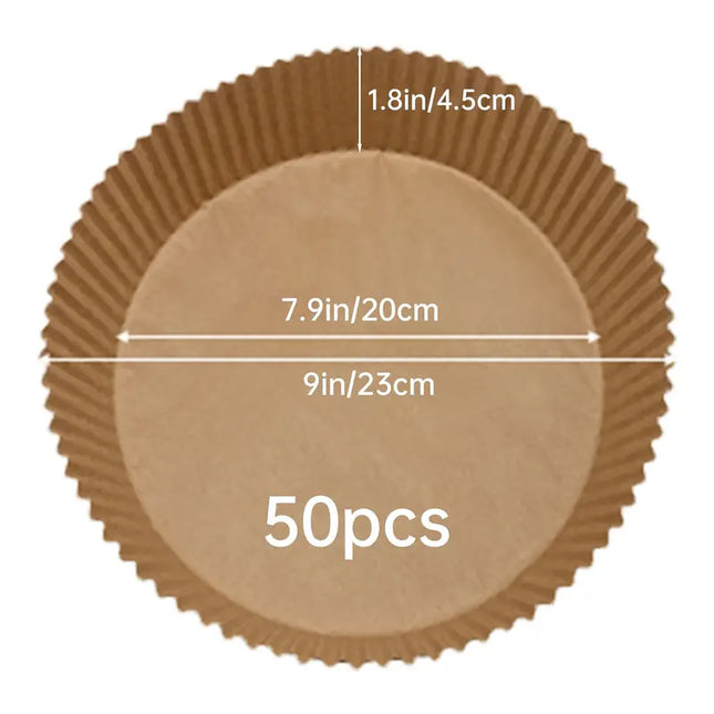 50pcs Round Air Fryer Disposable Non-Stick Paper Liners