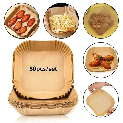 50- Pack Non-Stick Air Fryer Disposable Parchment Liners – Round, Eco-Friendly, Heat-Resistant
