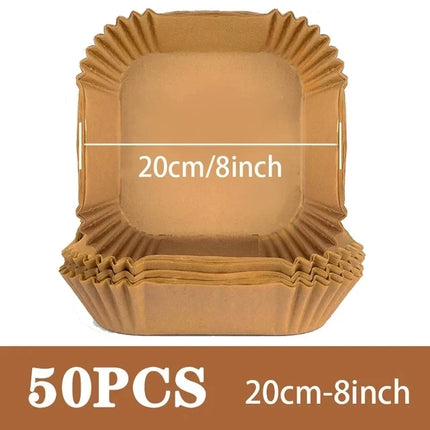 50- Pack Non-Stick Air Fryer Disposable Parchment Liners – Round, Eco-Friendly, Heat-Resistant