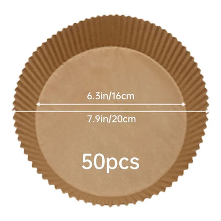 50pcs Round Air Fryer Disposable Non-Stick Paper Liners